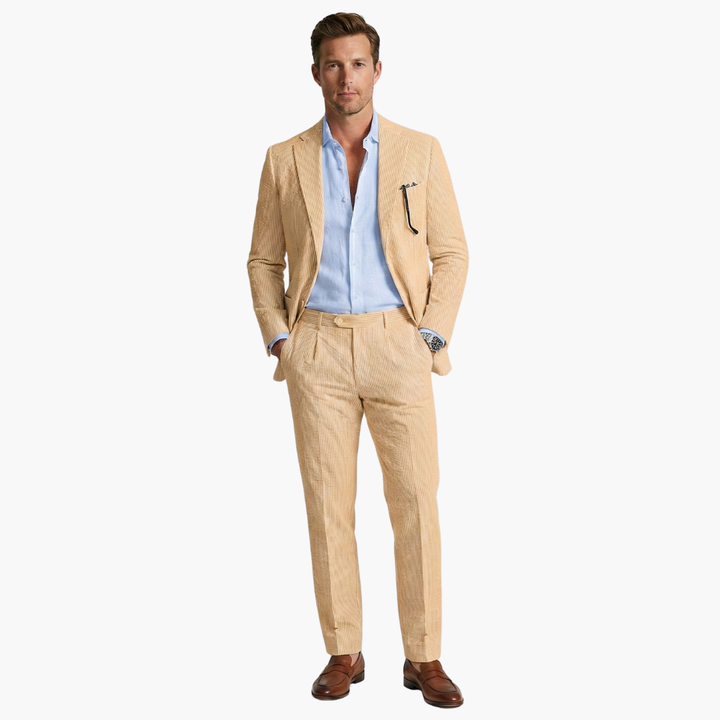 Konstantin | Herren Nadelstreifen Anzug Zweiteiler - Light Blue - Image 6