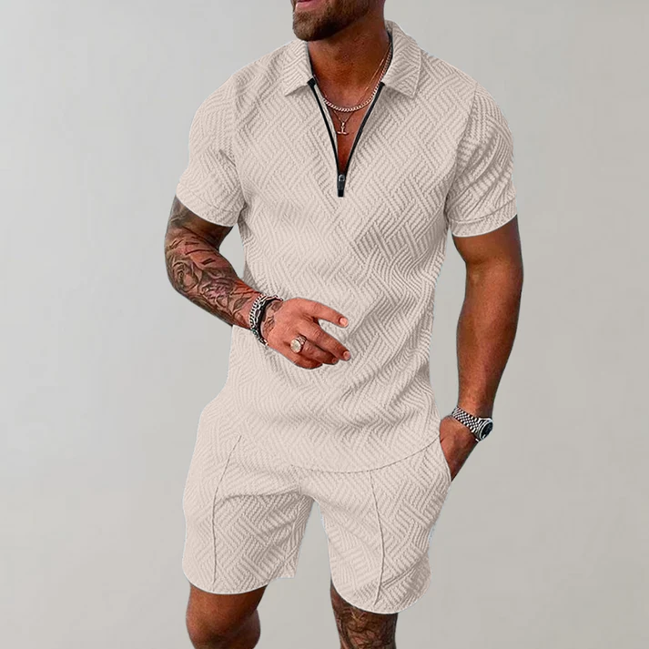 Konstantin | Herren Polo Shorts Set Schwarz - Black - Image 2