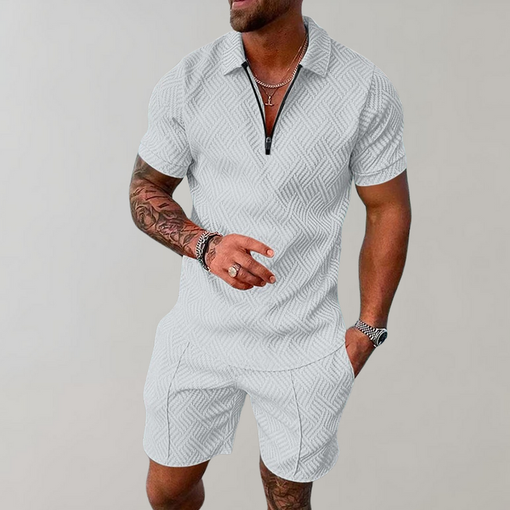 Konstantin | Herren Polo Shorts Set Schwarz - Black - Image 4