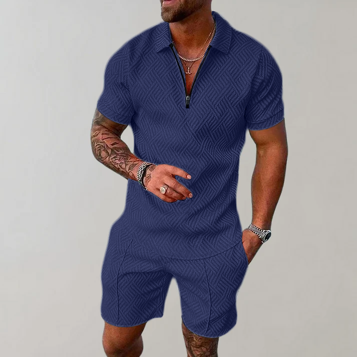 Konstantin | Herren Polo Shorts Set Schwarz - Black - Image 5
