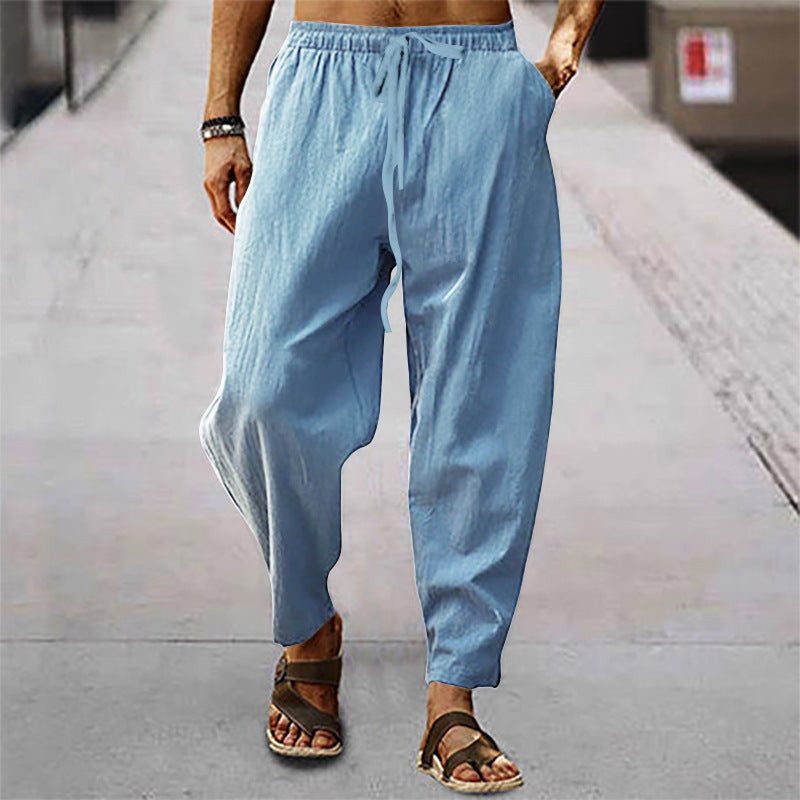 Korbinian | Herren Leichte Sommerhose mit Kordelzug - Light Blue - Image 1