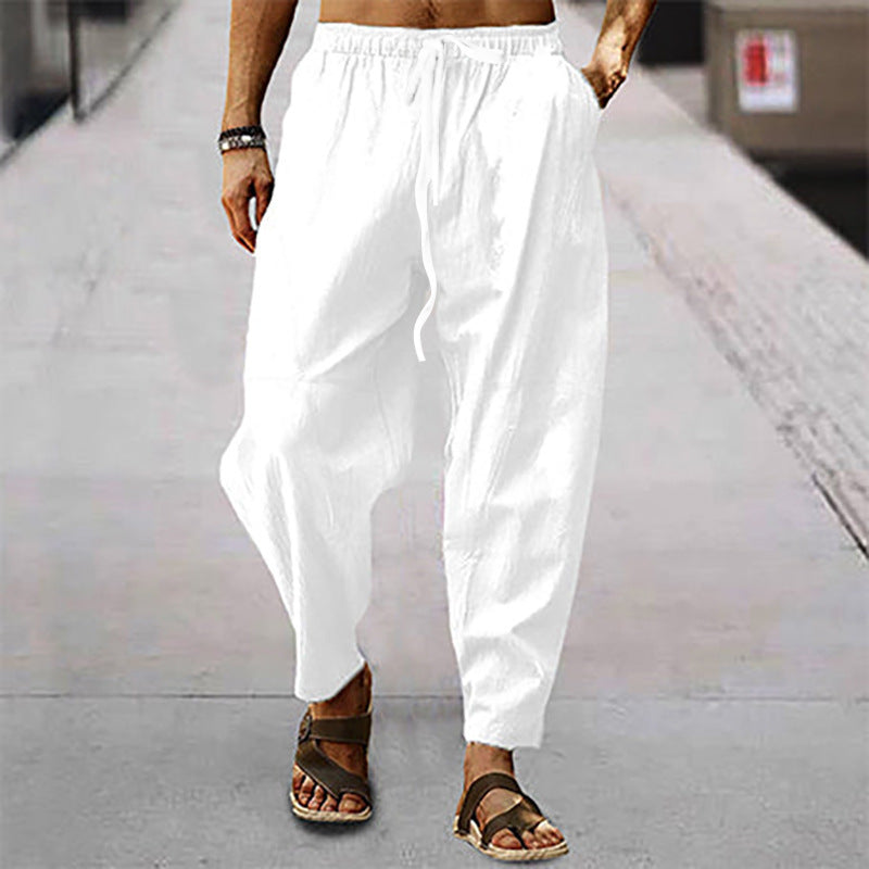 Korbinian | Herren Leichte Sommerhose mit Kordelzug - Light Blue - Image 11