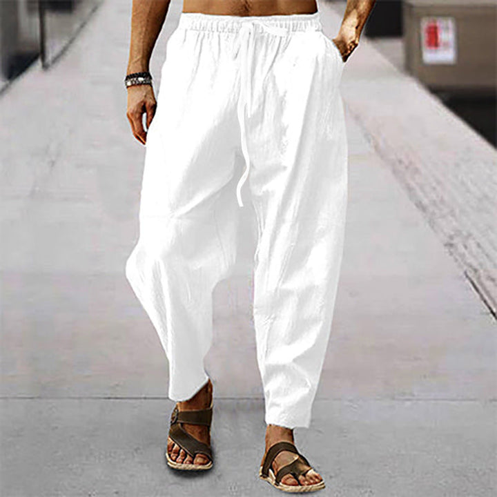 Korbinian | Herren Leichte Sommerhose mit Kordelzug - Light Blue - Image 11