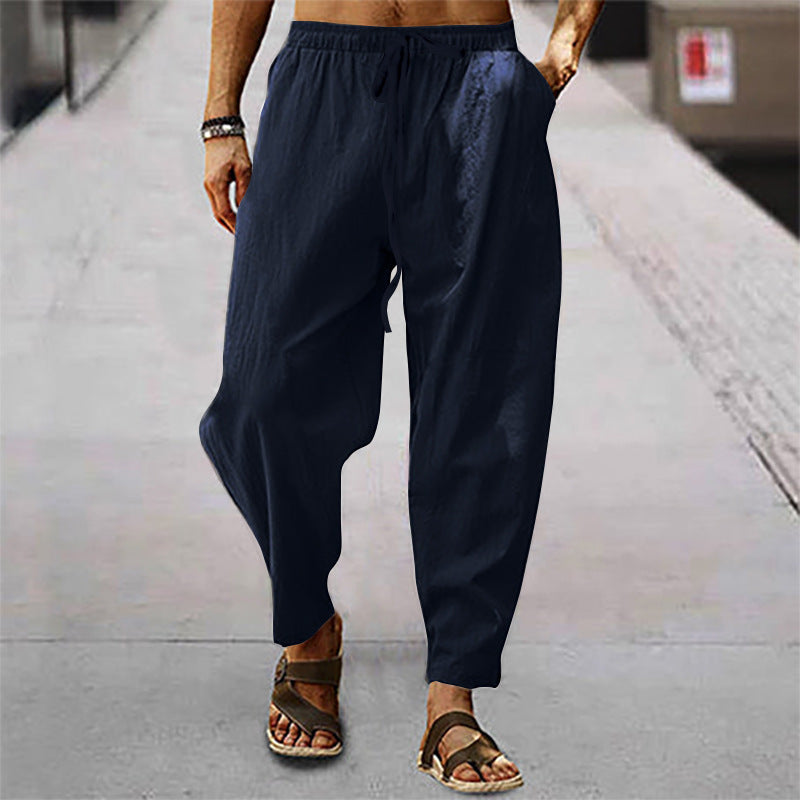 Korbinian | Herren Leichte Sommerhose mit Kordelzug - Light Blue - Image 3