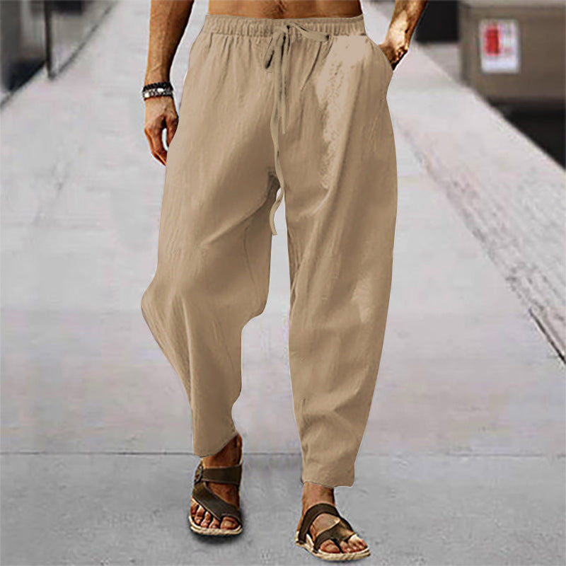 Korbinian | Herren Leichte Sommerhose mit Kordelzug - Light Blue - Image 9