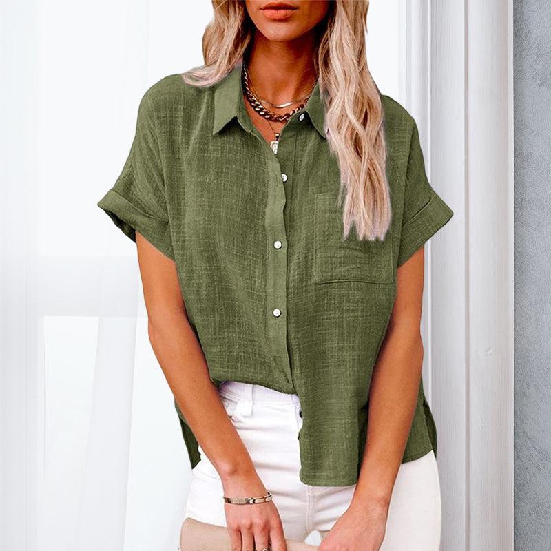 Mira | Damen Kurzarm Hemdbluse Locker Sommer