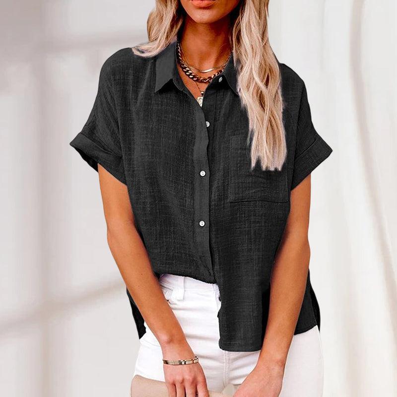 Mira | Damen Kurzarm Hemdbluse Locker Sommer