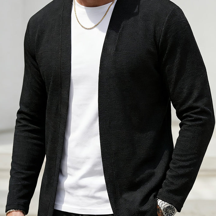 Leander | Herren Strickjacke Offen Cardigan - Black - Image 1