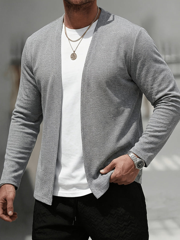 Leander | Herren Strickjacke Offen Cardigan - Black - Image 10