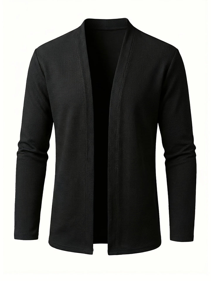 Leander | Herren Strickjacke Offen Cardigan - Black - Image 3