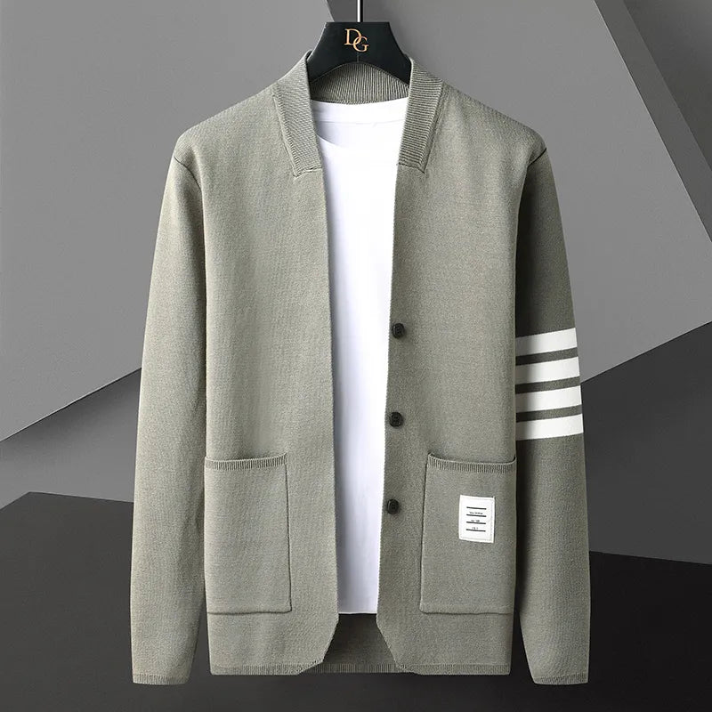 Leandor | Herren Strickjacke Offene Cardigan - Khaki - Image 2