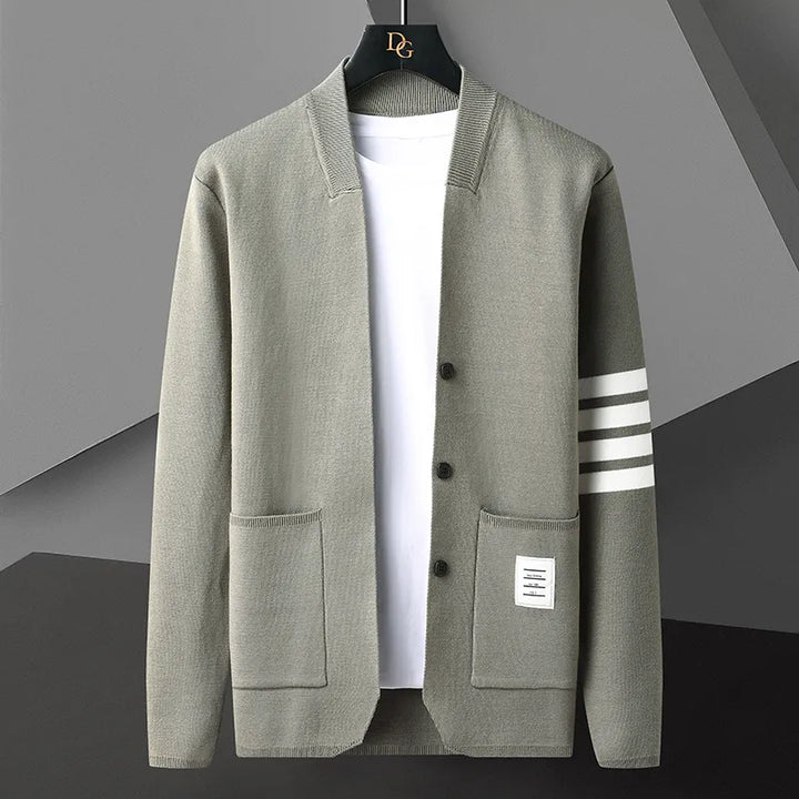 Leandor | Herren Strickjacke Offene Cardigan - Khaki - Image 2