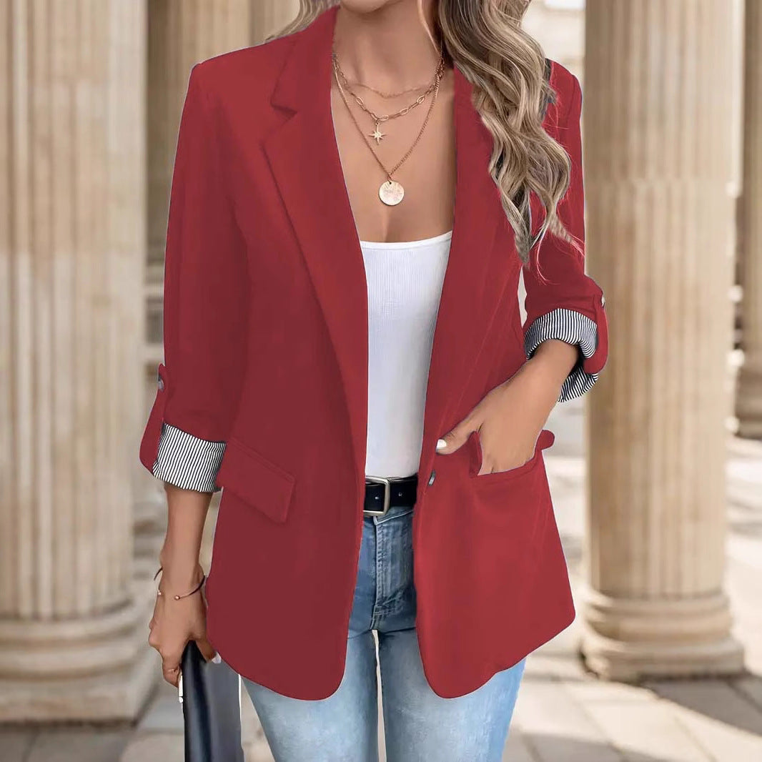 Leandra | Damen Blazer Reverskragen 3/4-Ärmel Streifenaufschlag - Image 3