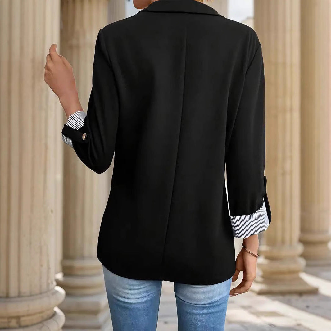 Leandra | Damen Blazer Reverskragen 3/4-Ärmel Streifenaufschlag - Image 6