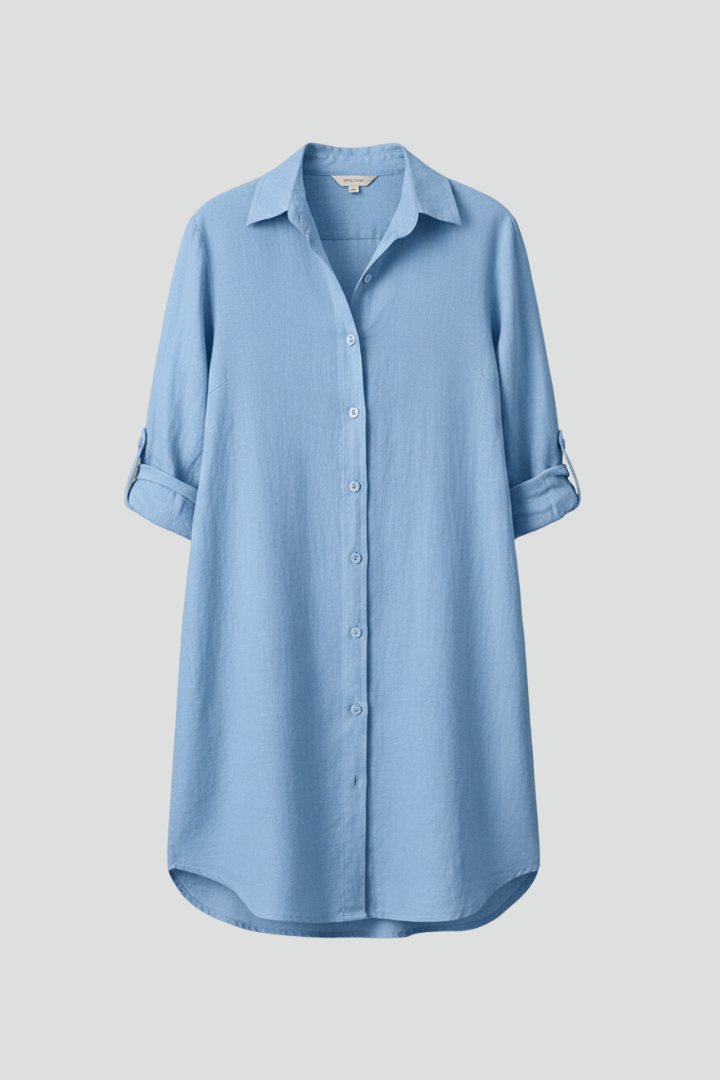 Leandra | Damen Hemdblusenkleid mit Langarm - Light Blue - Image 1