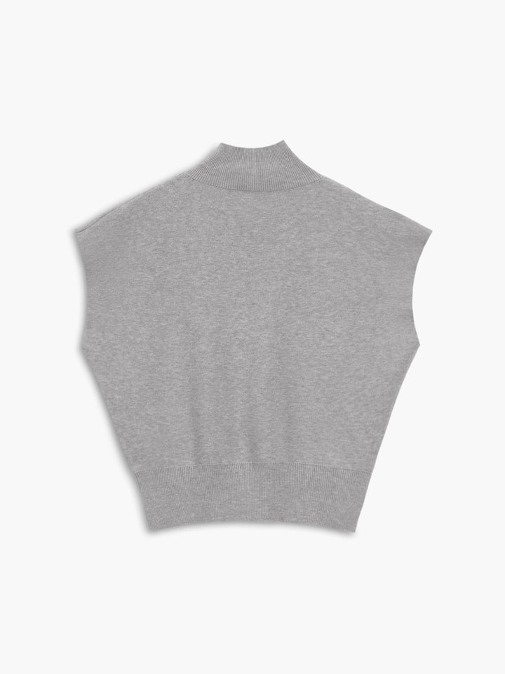 Zara | Damen Strick Pullunder schwarz, ärmellose Weste Rollkragen