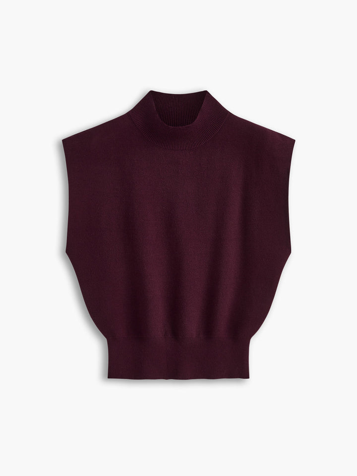Zara | Damen Strick Pullunder schwarz, ärmellose Weste Rollkragen