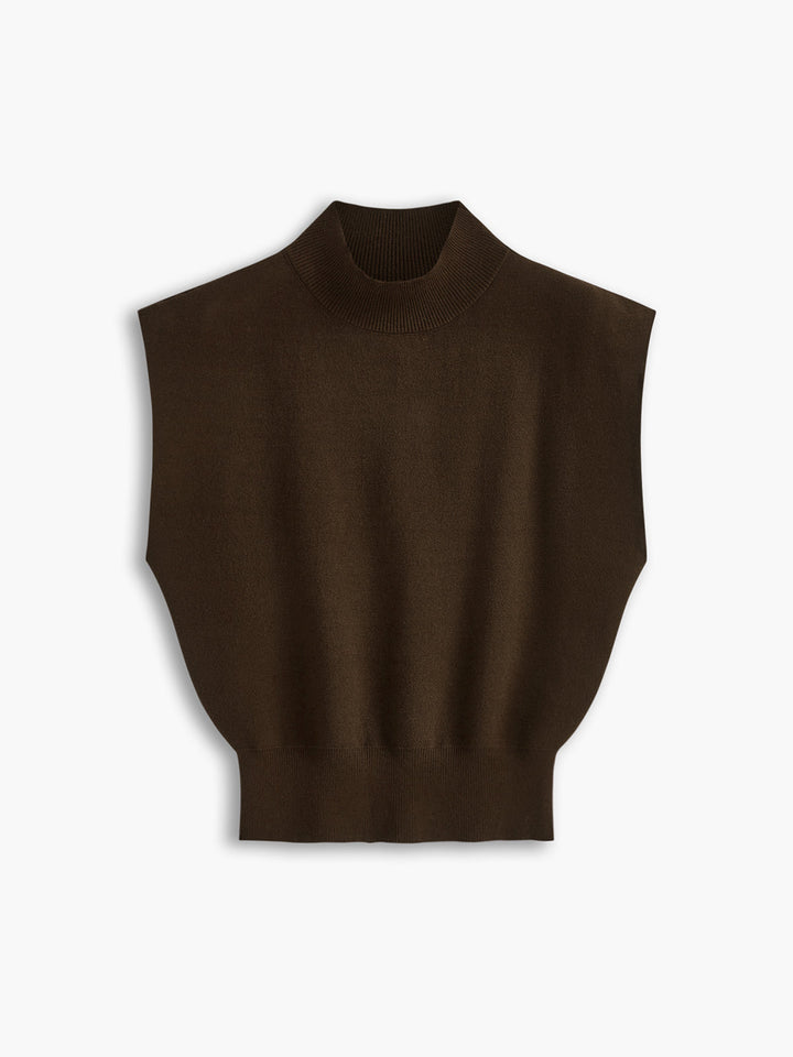 Zara | Damen Strick Pullunder schwarz, ärmellose Weste Rollkragen