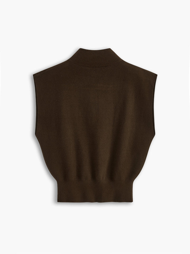 Zara | Damen Strick Pullunder schwarz, ärmellose Weste Rollkragen