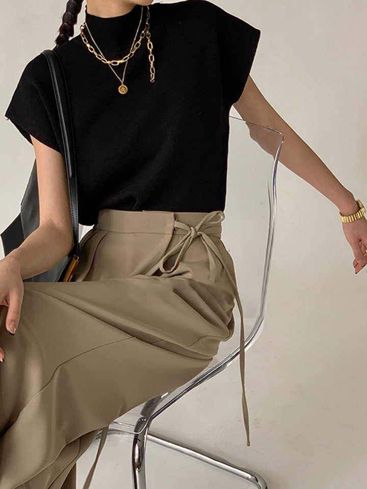 Zara | Damen Strick Pullunder schwarz, ärmellose Weste Rollkragen