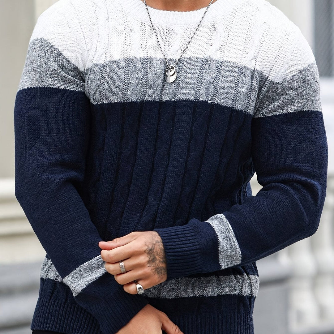 Leofwin | Herren Colorblock Strickpullover mit Rundhals - Image 1
