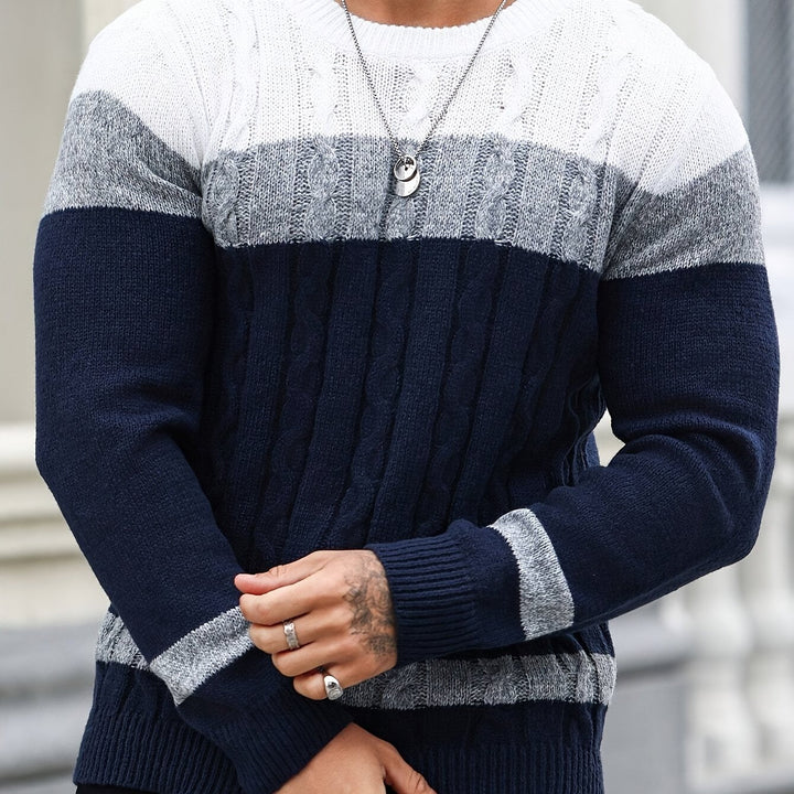 Leofwin | Herren Colorblock Strickpullover mit Rundhals - Image 1