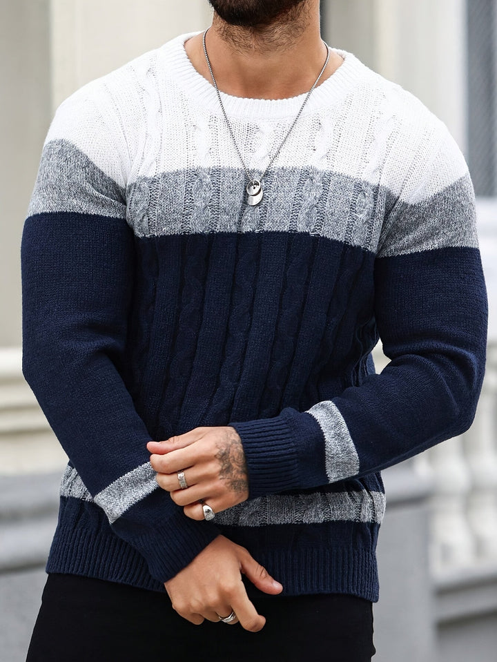 Leofwin | Herren Colorblock Strickpullover mit Rundhals - Image 2