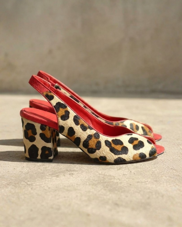 Leona | Damen Leopardenmuster Block Absatz Sandalette - Image 2