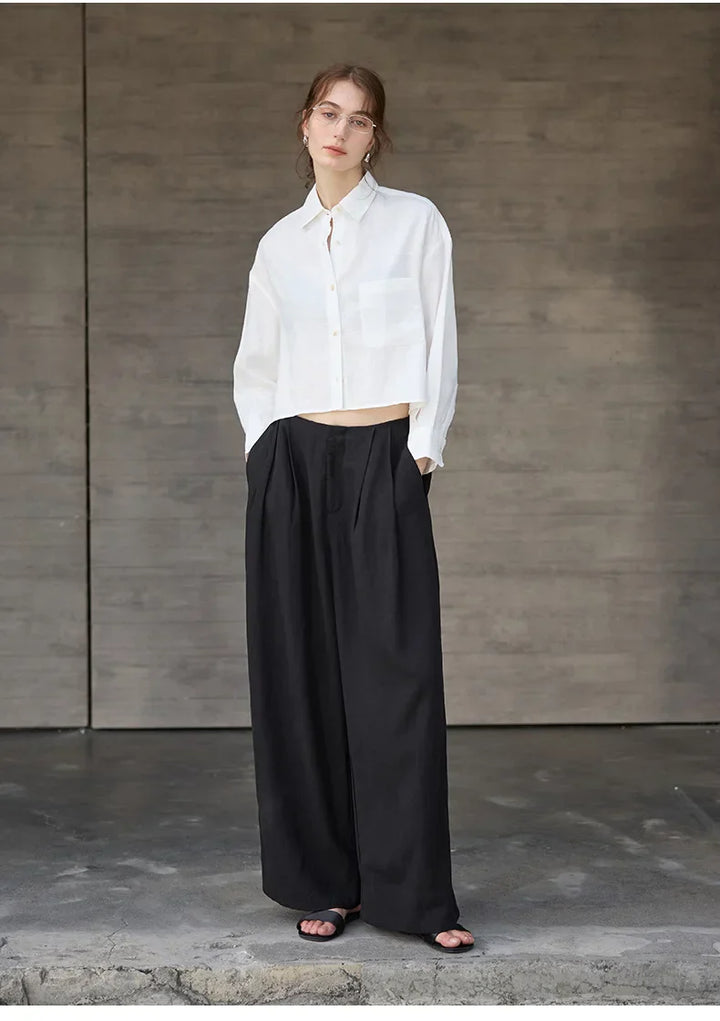 Leona | Damen Oversized Cropped Hemdbluse Langarm - Sage - Image 18