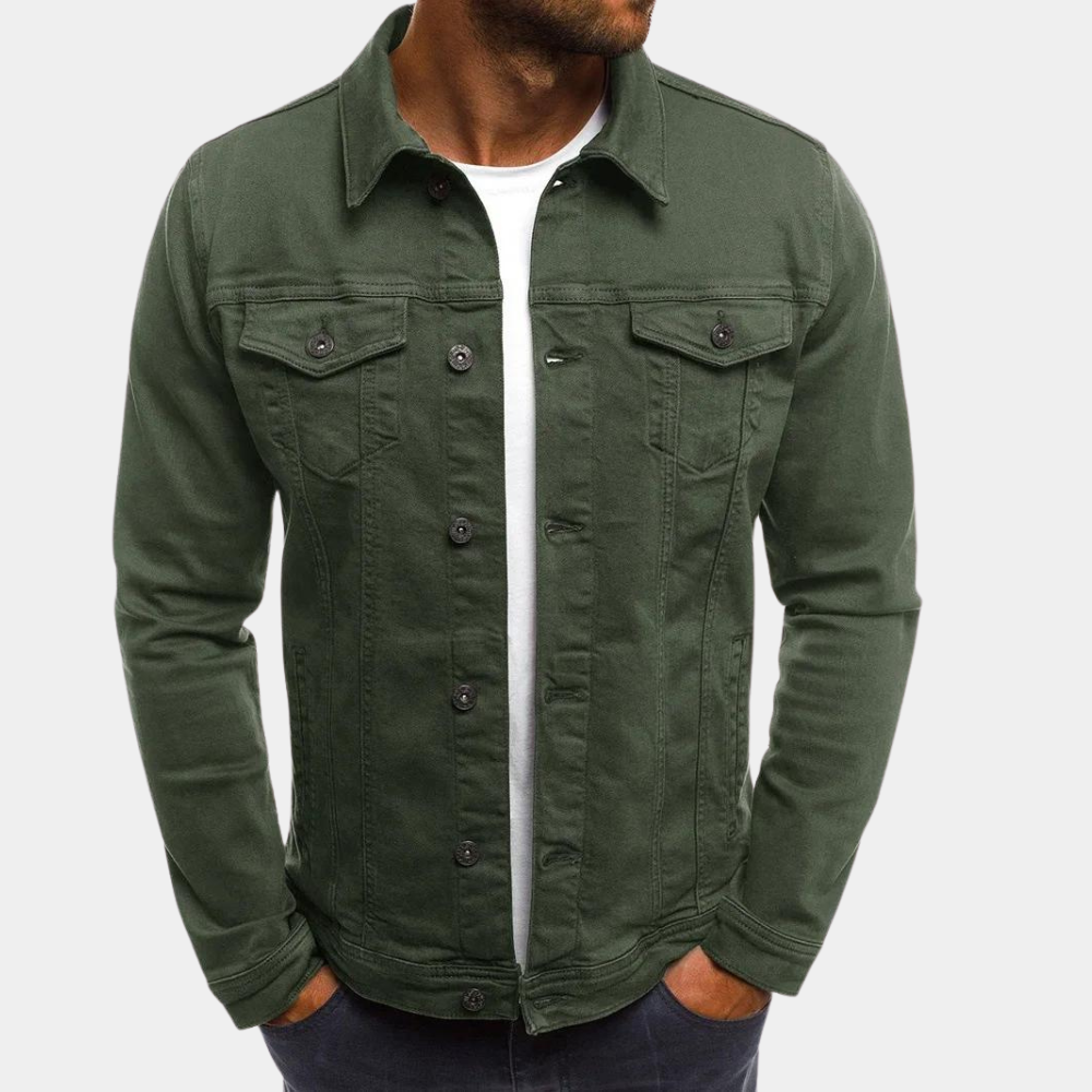 Leonhard | Herren Trucker Jacke mit Knopfverschluss Khaki - Khaki - Image 1