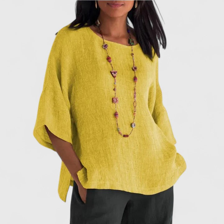 Leonie | Damen 3/4 Arm Bluse mit rundem Ausschnitt - Grey - Image 5
