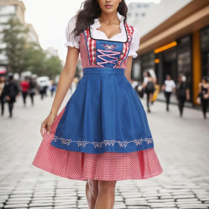Lieselotte | Damen Dirndl Oktoberfest Karokleid mit Schürze - Image 3