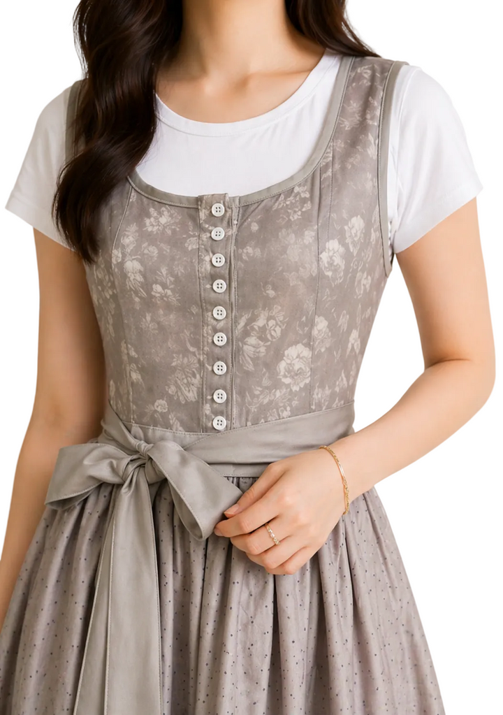 Lieselotte | Damen Dirndl Oktoberfest Kleid mit Schleife - Grey - Image 1