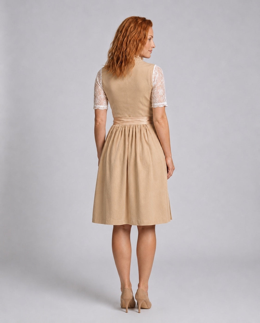 Lieselotte | Damen Dirndl Oktoberfest Midi-Kleid - Champagne - Image 2