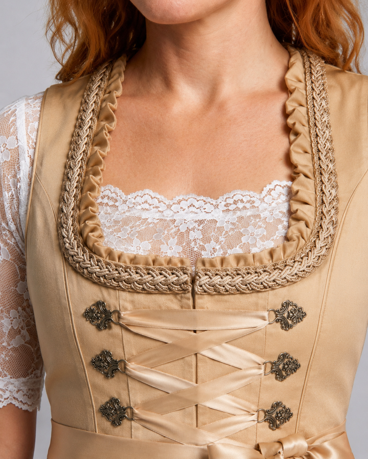 Lieselotte | Damen Dirndl Oktoberfest Midi-Kleid - Champagne - Image 5