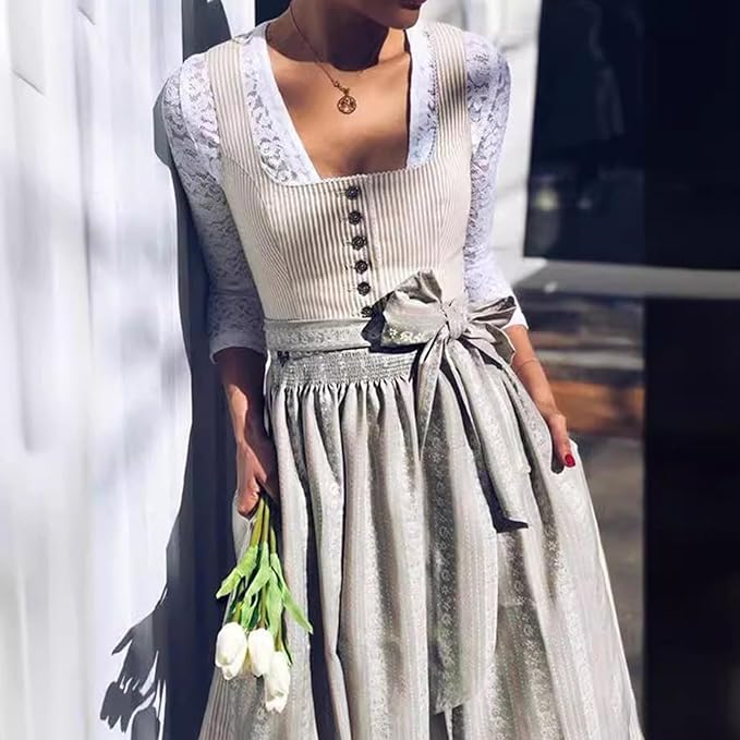 Lieselotte | Damen Dirndl Oktoberfest Set mit Schürze - Grey - Image 2