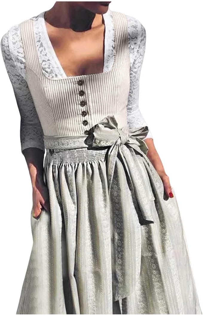 Lieselotte | Damen Dirndl Oktoberfest Set mit Schürze - Grey - Image 3