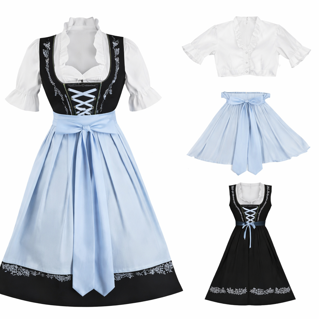 Lieselotte | Damen Dirndl Oktoberfest Set mit Schürze - Black - Image 3