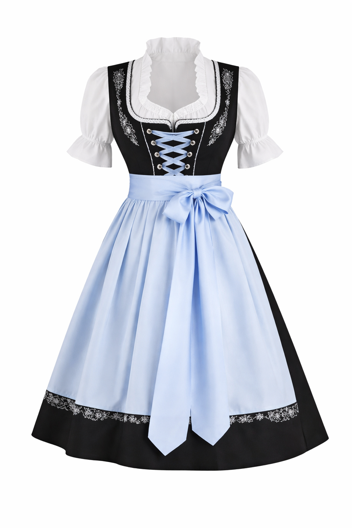Lieselotte | Damen Dirndl Oktoberfest Set mit Schürze - Black - Image 4