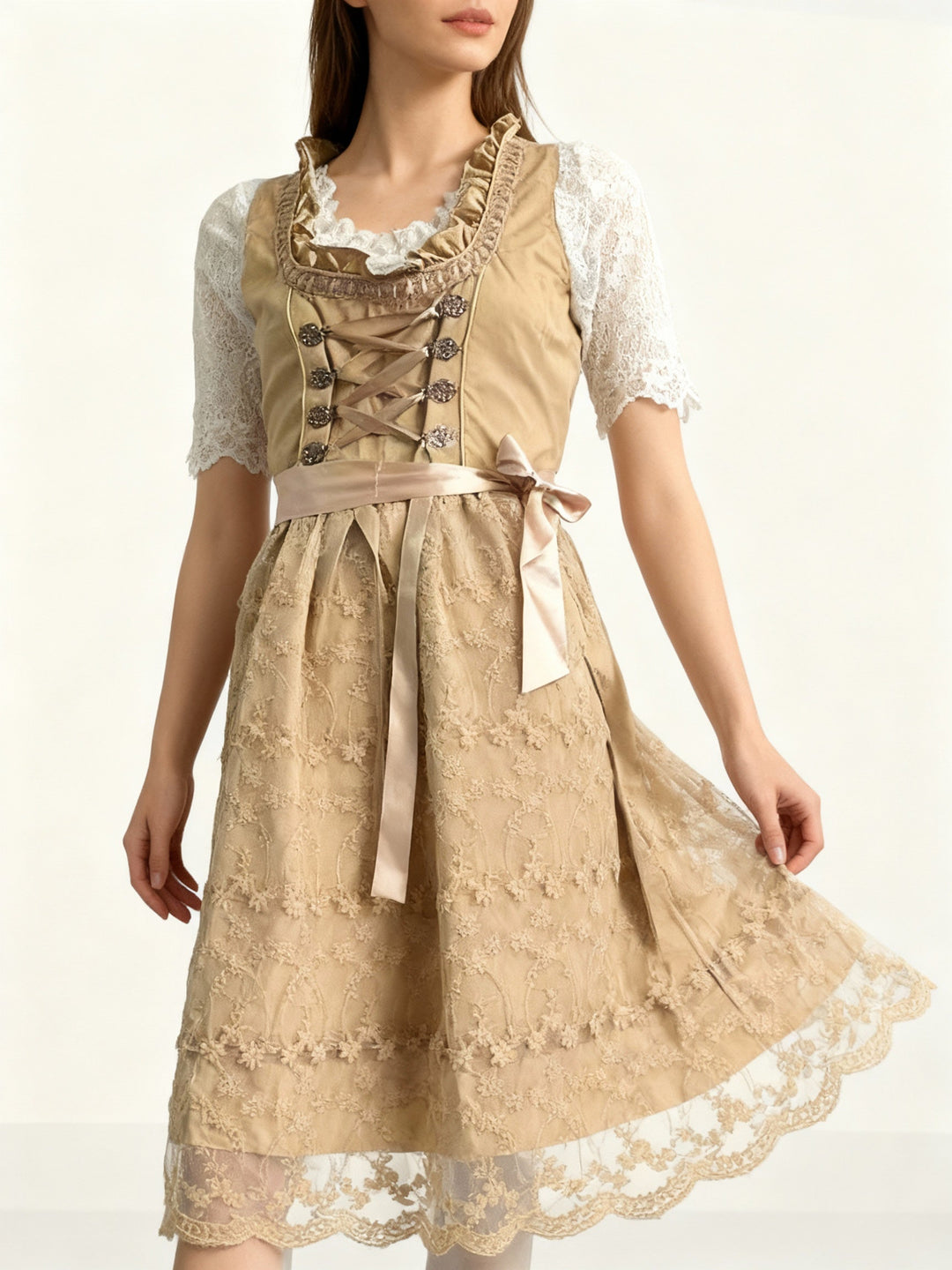 Lieselotte | Damen Dirndl Oktoberfest Tracht, 60 chars - Camel - Image 1