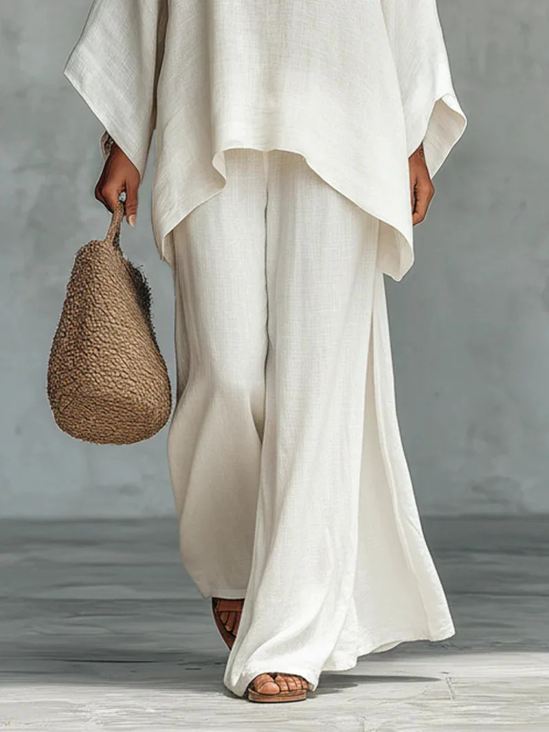 Lieselotte | Damen Oversized Poncho Set - White - Image 2