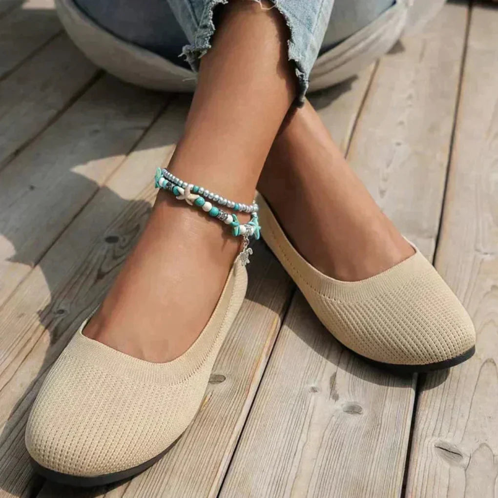 Lieselotte | Damen Slip-on Flache Ballerinas - Beige - Image 2