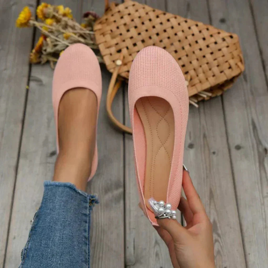 Lieselotte | Damen Slip-on Flache Ballerinas - Beige - Image 5