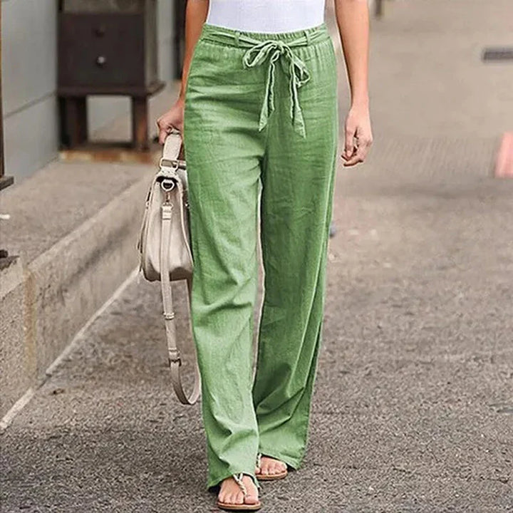 Lieska | Damen Weithose mit elastischem Bund - Green - Image 1