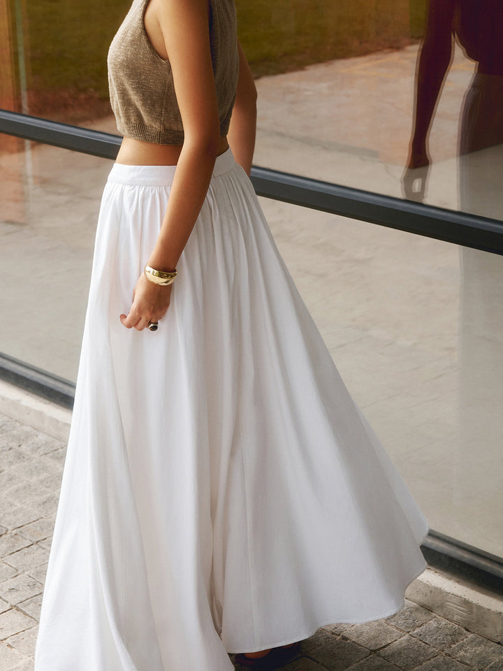 Blanche | Damen Maxirock mit Falten, High Waist Sommerrock lang