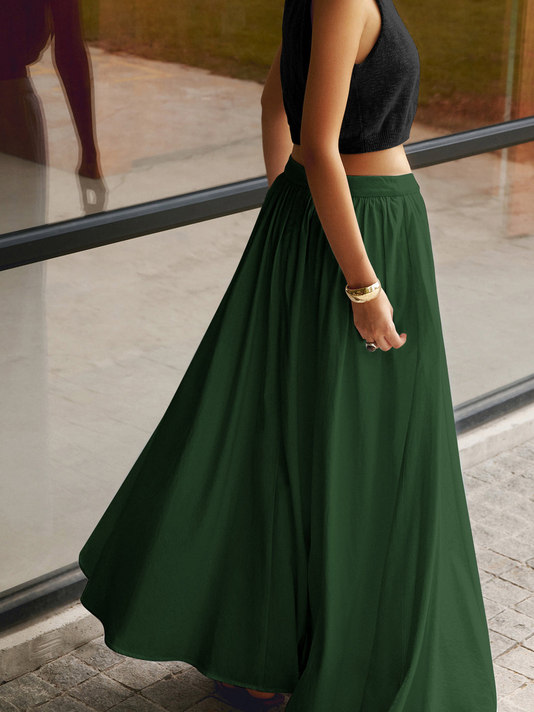 Blanche | Damen Maxirock mit Falten, High Waist Sommerrock lang