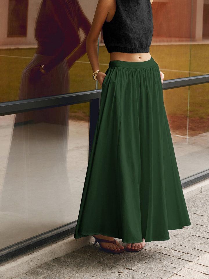 Blanche | Damen Maxirock mit Falten, High Waist Sommerrock lang