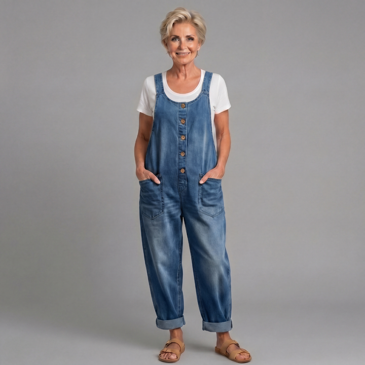 Linnéa | Damen Latzhose Wide Leg Overall - Blue - Image 1