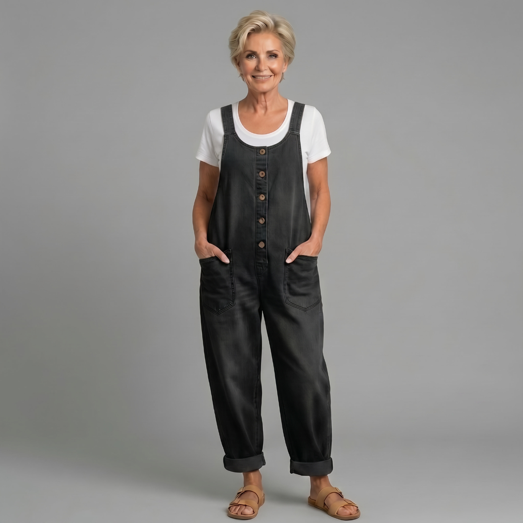 Linnéa | Damen Latzhose Wide Leg Overall - Blue - Image 2