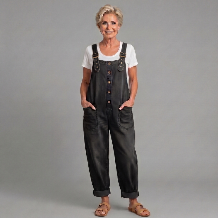 Linnéa | Damen Latzhose Wide Leg Overall - Blue - Image 5